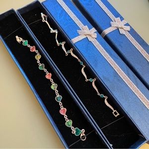 2 Gemstone Silver Bracelets New in Box Gift Set